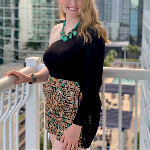 Topshop High Waisted Embroidered Shorts - Picture 2 of 6